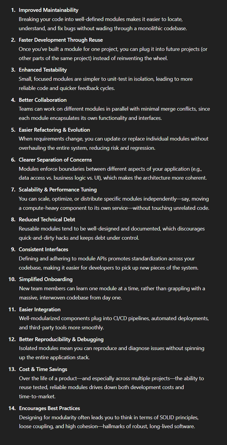 Benefits of Modular Designs