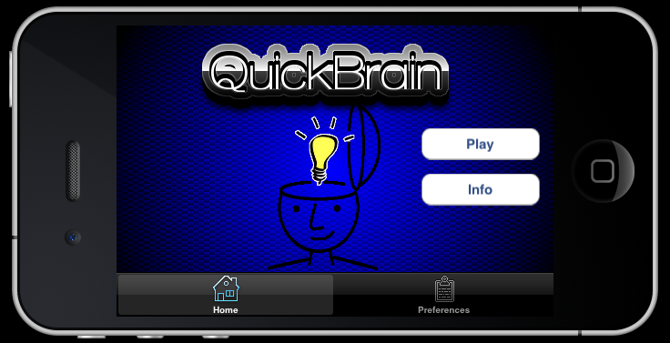 QuickBrain home screen on an iPhone